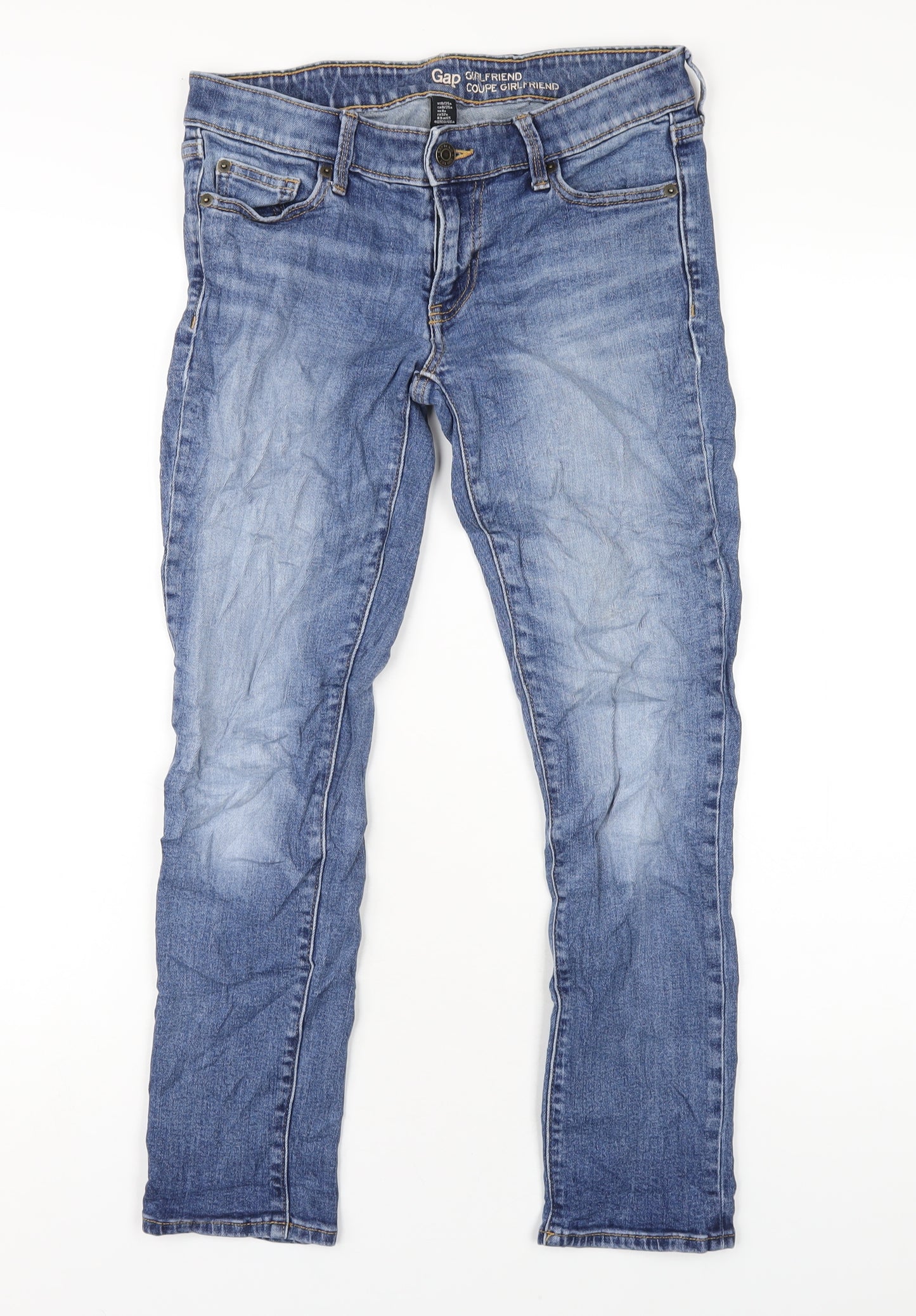 Gap Womens Blue Cotton Straight Jeans Size 25 in L27 in Regular Zip
