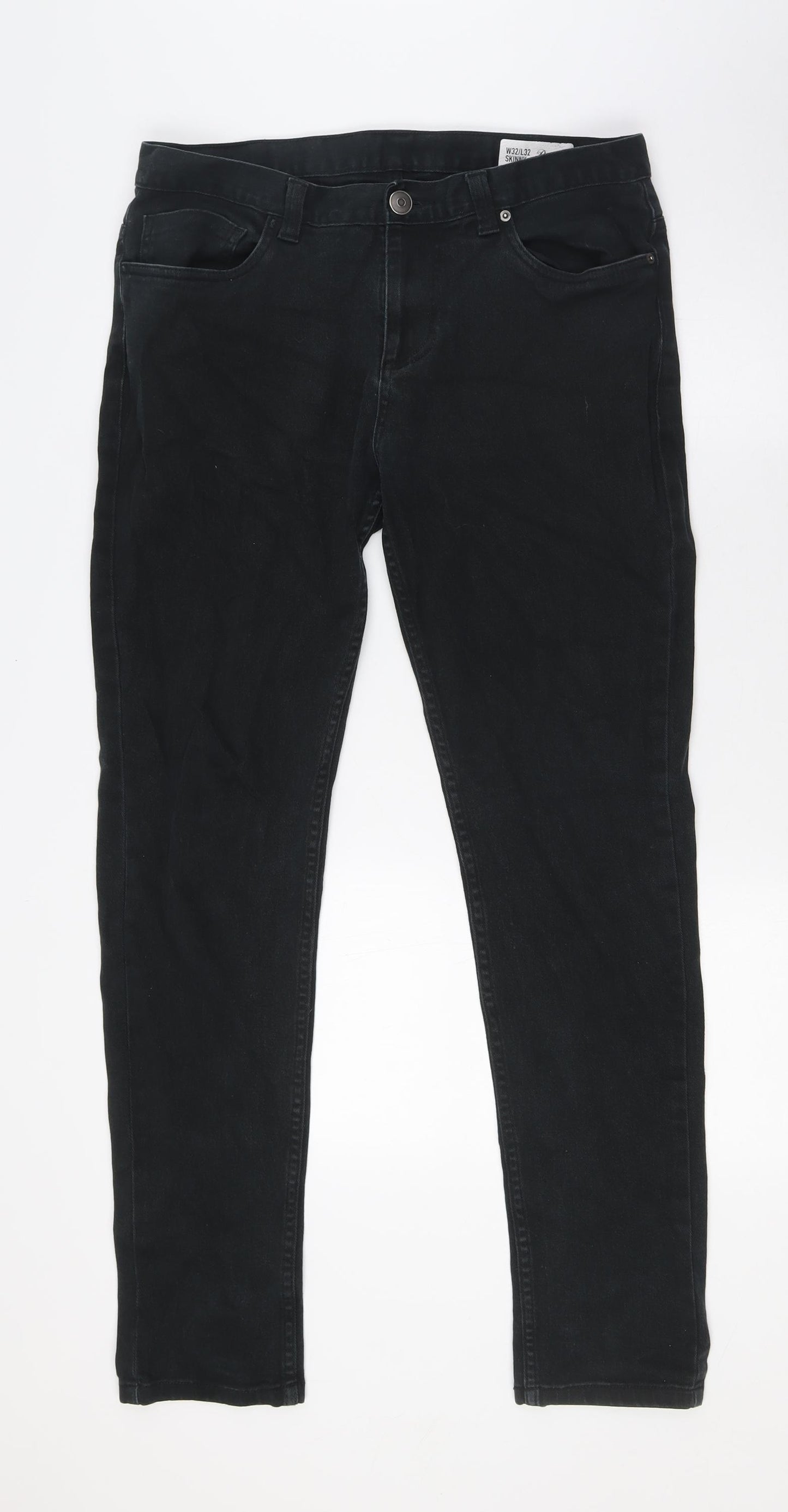 Denim Co Mens Black Cotton Skinny Jeans Size 32 in L32 in Slim Zip