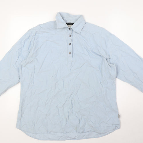 BHS Womens Blue Cotton Basic Button-Up Size L Collared