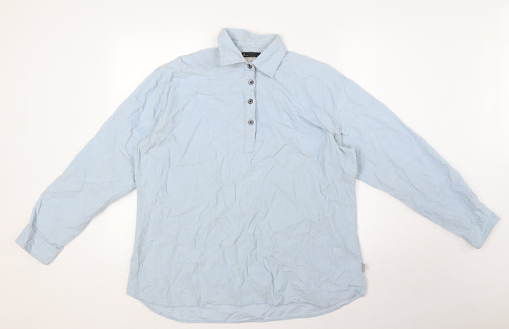 BHS Womens Blue Cotton Basic Button-Up Size L Collared