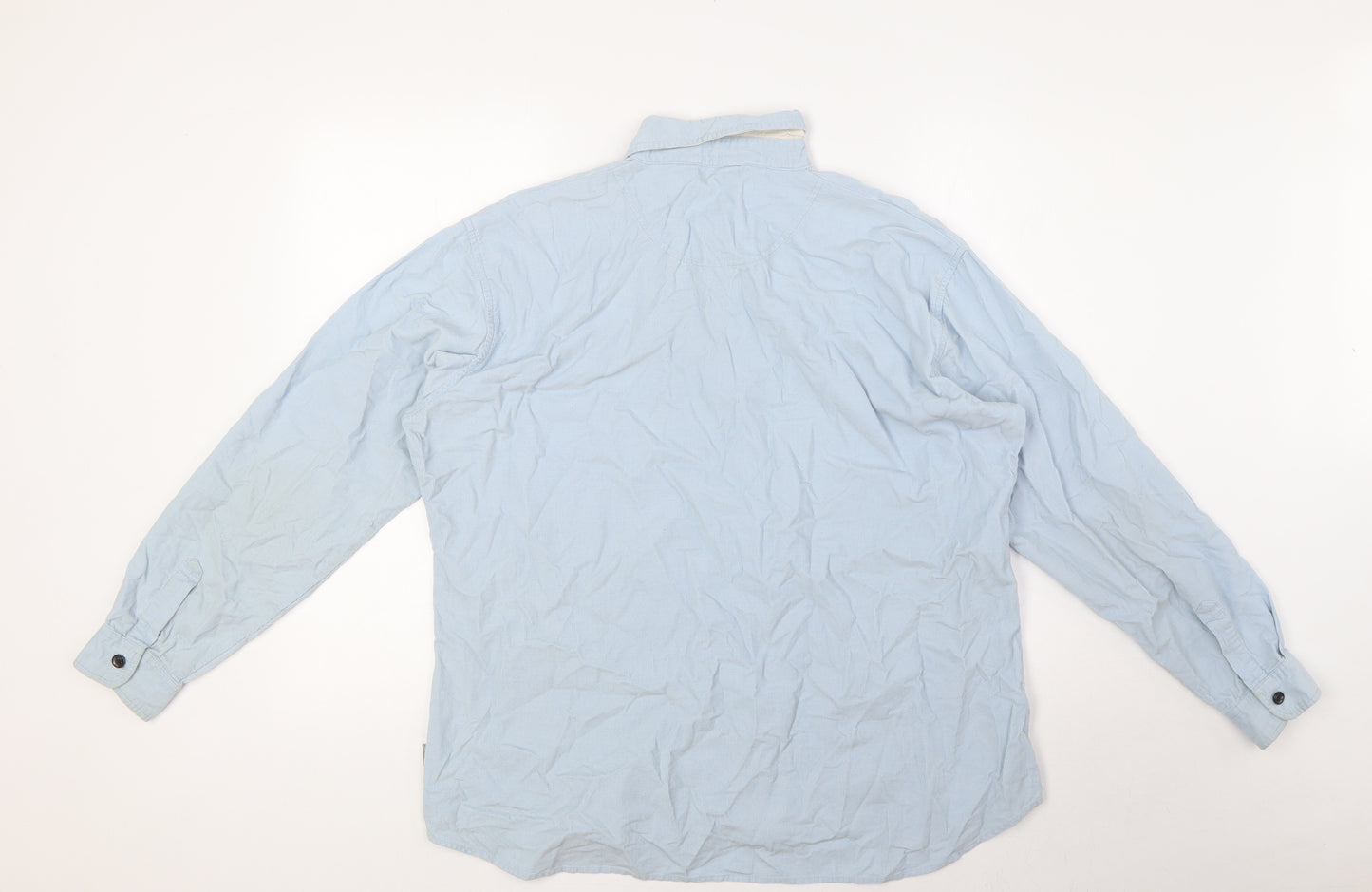 BHS Womens Blue Cotton Basic Button-Up Size L Collared