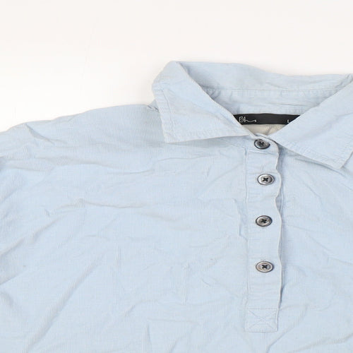 BHS Womens Blue Cotton Basic Button-Up Size L Collared