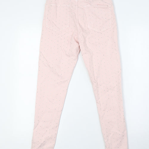 Topshop Womens Pink Cotton Skinny Jeans Size 28 L30 in Slim Zip - Sequins