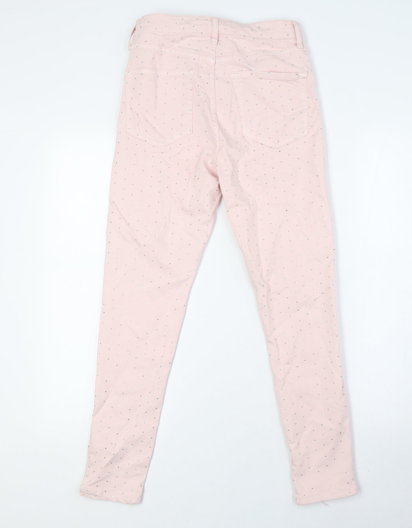 Topshop Womens Pink Cotton Skinny Jeans Size 28 L30 in Slim Zip - Sequins
