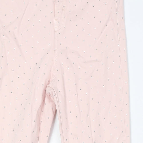Topshop Womens Pink Cotton Skinny Jeans Size 28 L30 in Slim Zip - Sequins