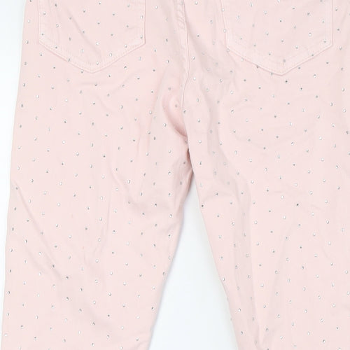 Topshop Womens Pink Cotton Skinny Jeans Size 28 L30 in Slim Zip - Sequins