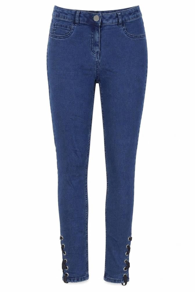 Denim Womens Blue Cotton Skinny Jeans Size 8 L27 in Regular Zip - Lace Up Legs