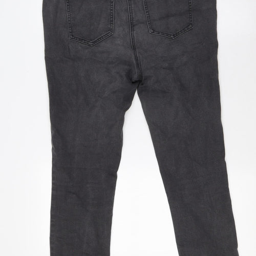 NEXT Womens Grey Cotton Skinny Jeans Size 14 L29 in Slim Zip - Zip pockets