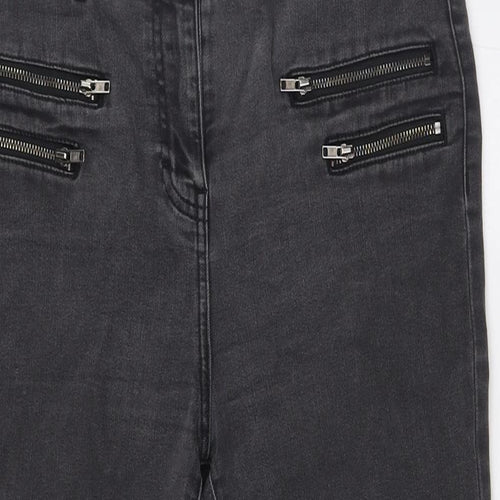 NEXT Womens Grey Cotton Skinny Jeans Size 14 L29 in Slim Zip - Zip pockets