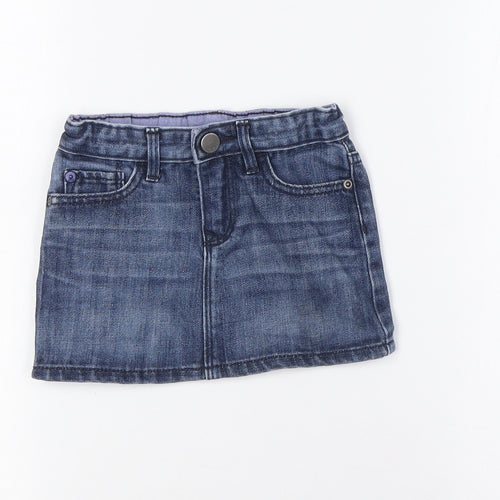 Gap Girls Blue Cotton A-Line Skirt Size 2 Years Regular Snap