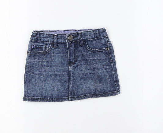 Gap Girls Blue Cotton A-Line Skirt Size 2 Years Regular Snap