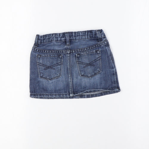 Gap Girls Blue Cotton A-Line Skirt Size 2 Years Regular Snap
