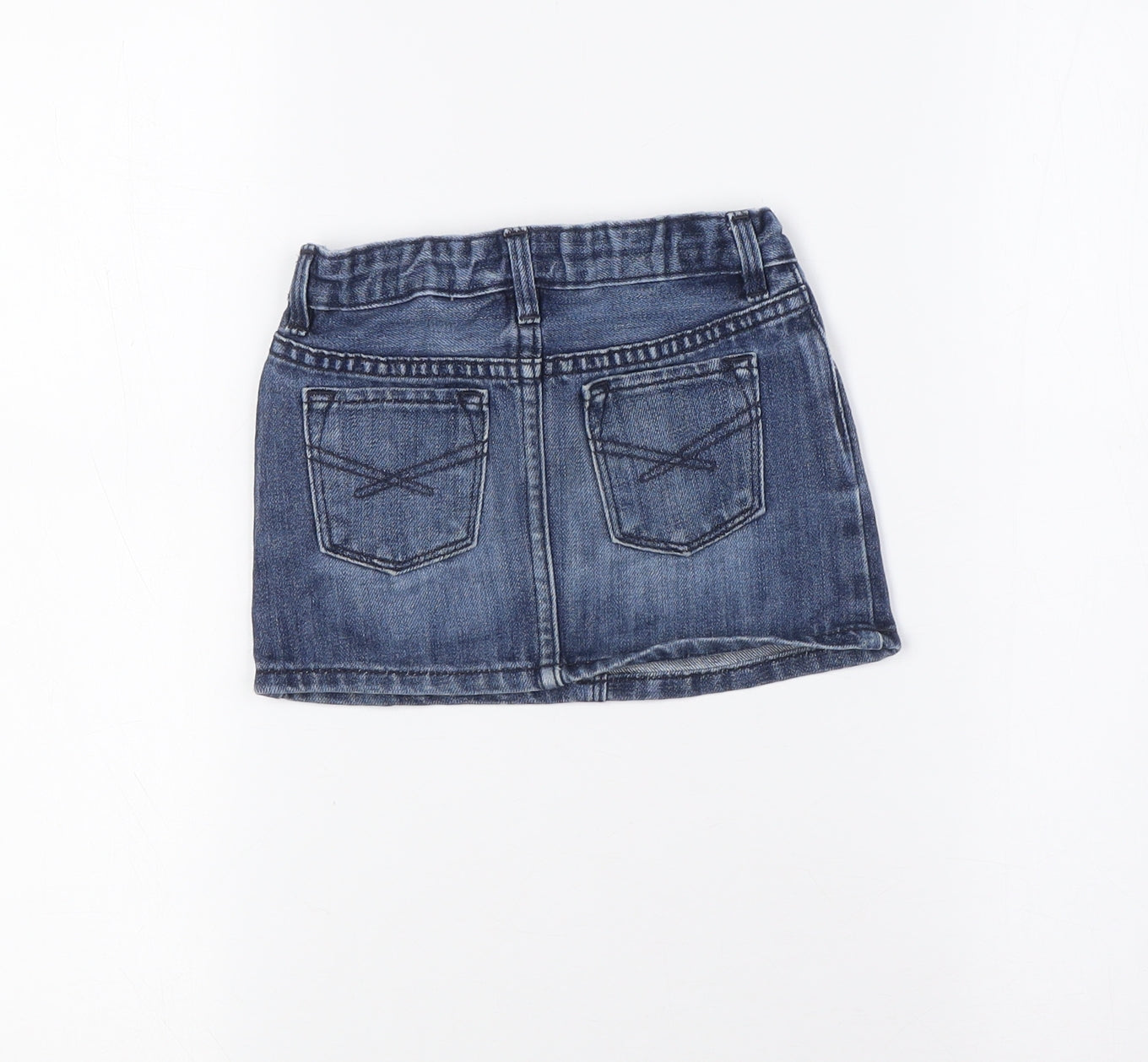 Gap Girls Blue Cotton A-Line Skirt Size 2 Years Regular Snap