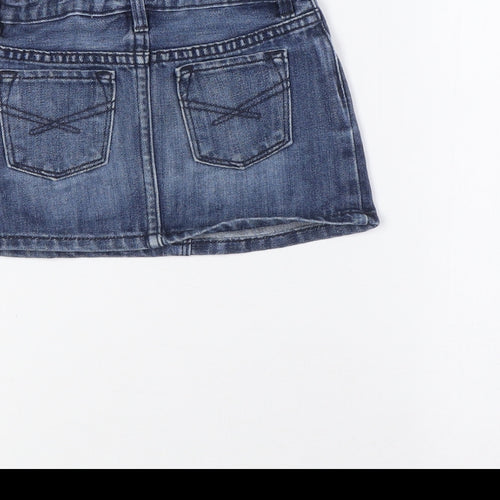 Gap Girls Blue Cotton A-Line Skirt Size 2 Years Regular Snap