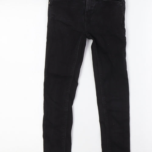 NEXT Boys Black Cotton Skinny Jeans Size 7 Years L22 in Regular Zip