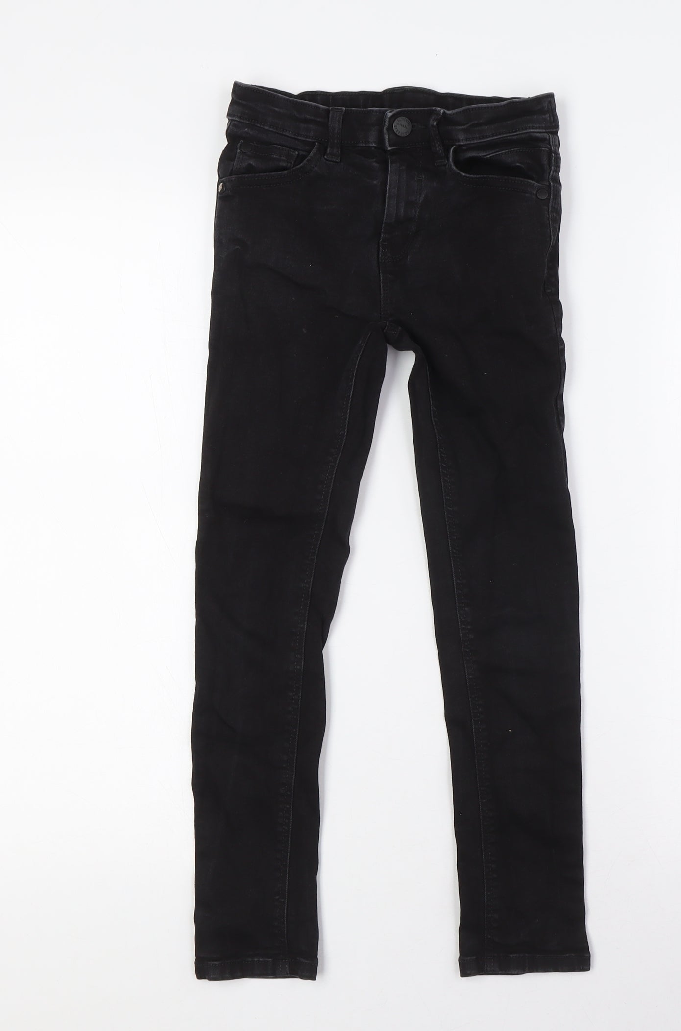 NEXT Boys Black Cotton Skinny Jeans Size 7 Years L22 in Regular Zip