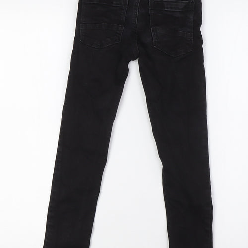 NEXT Boys Black Cotton Skinny Jeans Size 7 Years L22 in Regular Zip