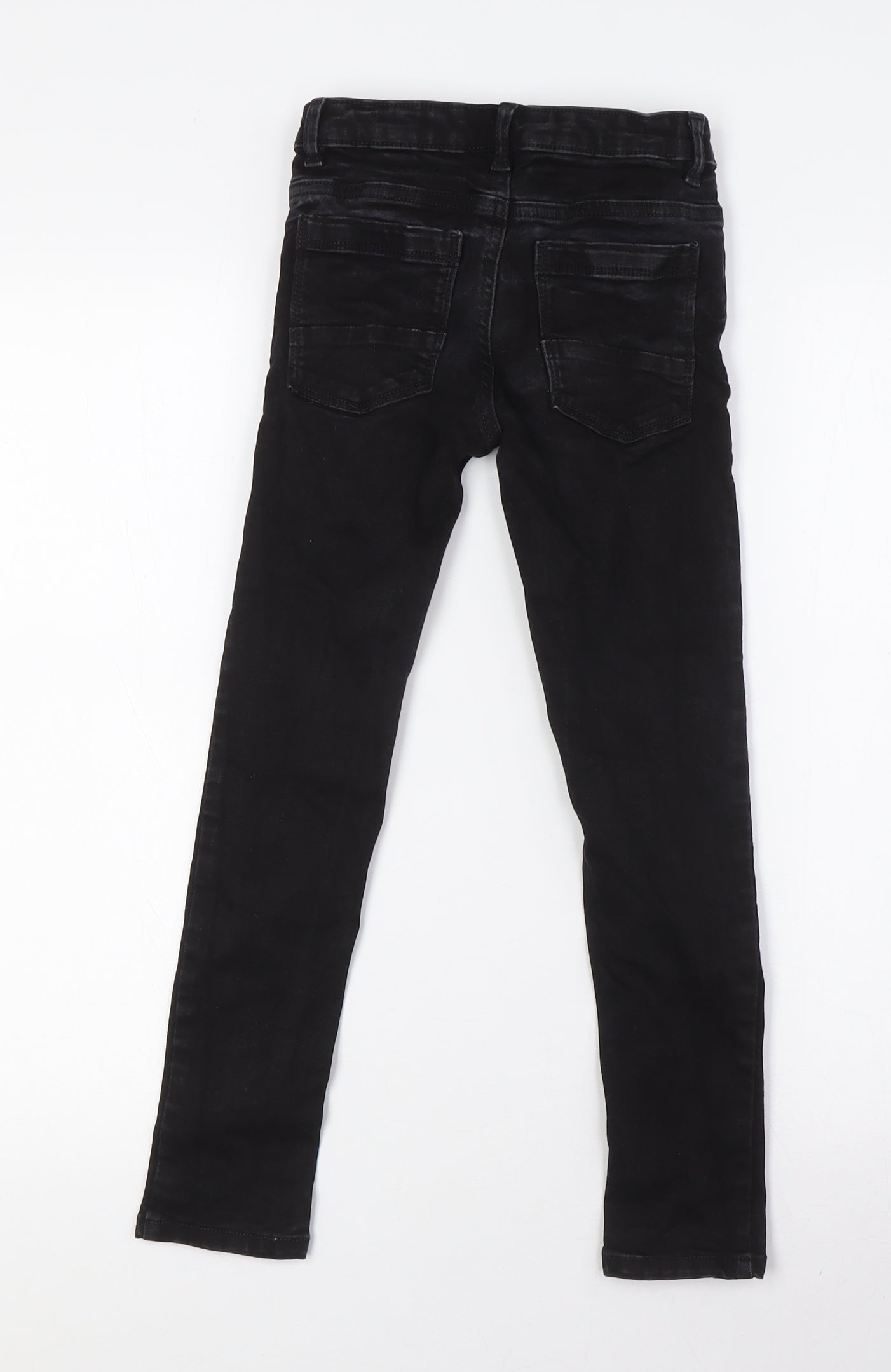 NEXT Boys Black Cotton Skinny Jeans Size 7 Years L22 in Regular Zip
