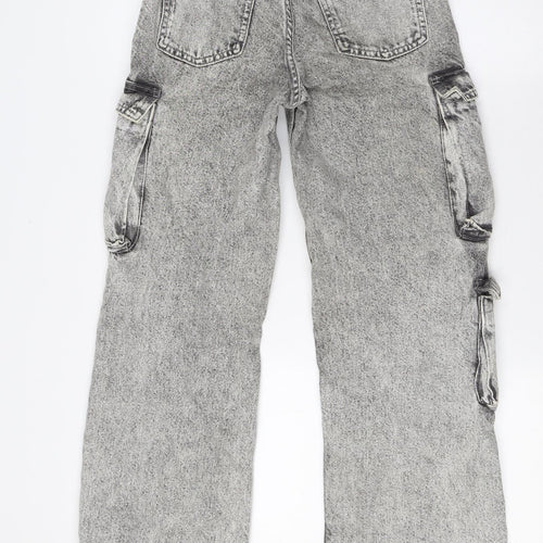 Primark Boys Black Cotton Wide-Leg Jeans Size 9-10 Years L26 in Regular Zip - Cargo