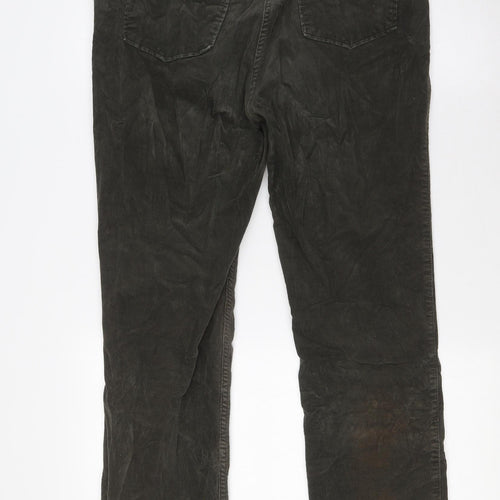 Marks and Spencer Womens Green Cotton Trousers Size 12 L30 in Regular Button