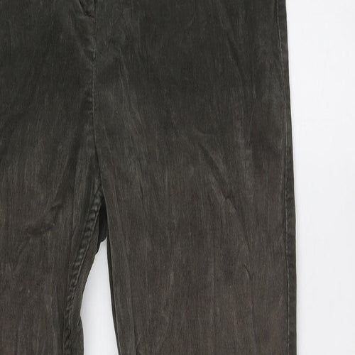 Marks and Spencer Womens Green Cotton Trousers Size 12 L30 in Regular Button