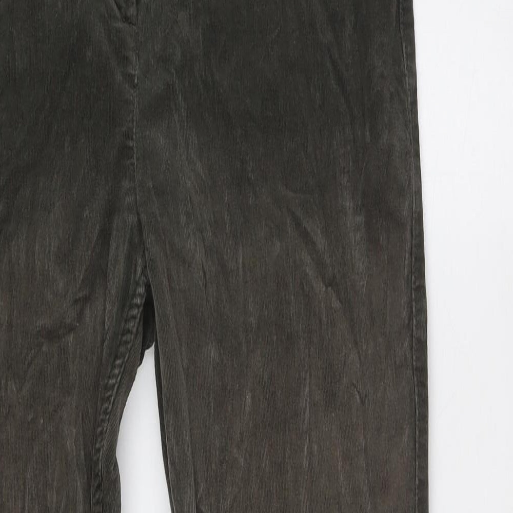 Marks and Spencer Womens Green Cotton Trousers Size 12 L30 in Regular Button