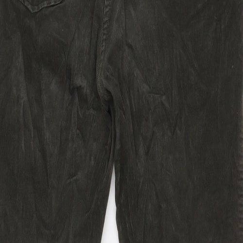 Marks and Spencer Womens Green Cotton Trousers Size 12 L30 in Regular Button