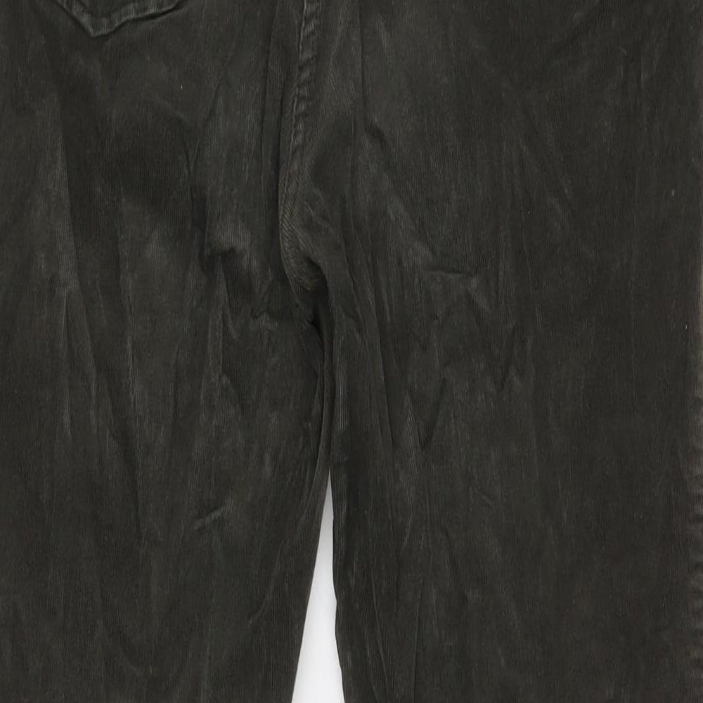 Marks and Spencer Womens Green Cotton Trousers Size 12 L30 in Regular Button