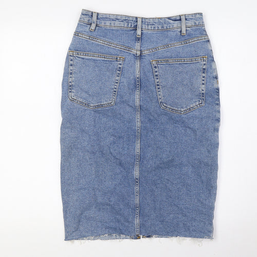 Denim Co Womens Blue Cotton A-Line Skirt Size 10 Zip - Raw Hem