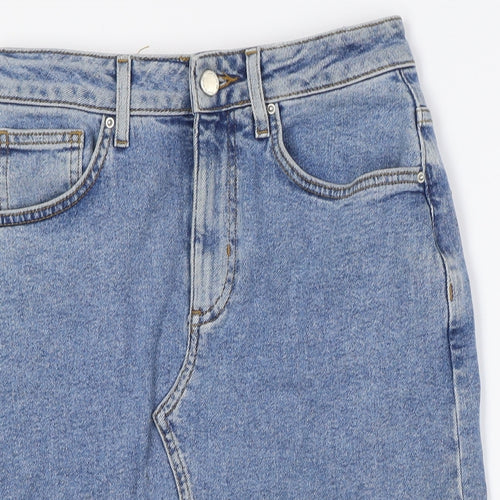 Denim Co Womens Blue Cotton A-Line Skirt Size 10 Zip - Raw Hem
