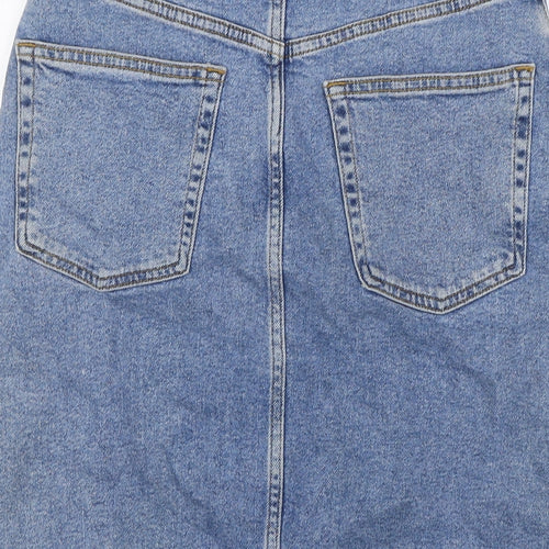 Denim Co Womens Blue Cotton A-Line Skirt Size 10 Zip - Raw Hem