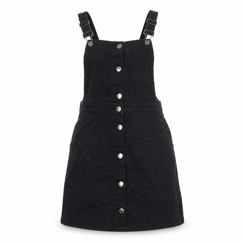 Front view of Divided by H&M women’s black cotton a-line, size UK 6, square neck