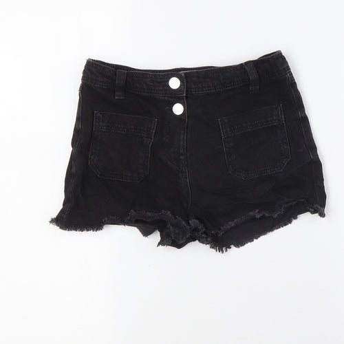 NEXT Girls Black 100% Cotton Bermuda Shorts Size 9 Years Regular - Raw Hem