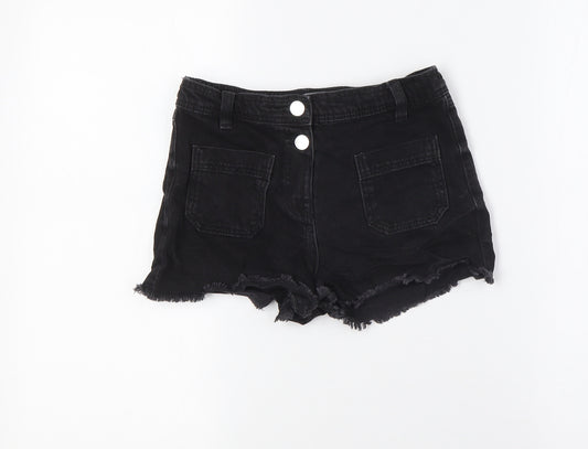 NEXT Girls Black 100% Cotton Bermuda Shorts Size 9 Years Regular - Raw Hem