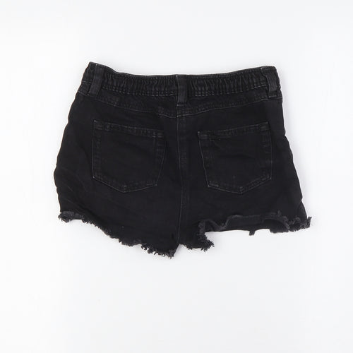 NEXT Girls Black 100% Cotton Bermuda Shorts Size 9 Years Regular - Raw Hem
