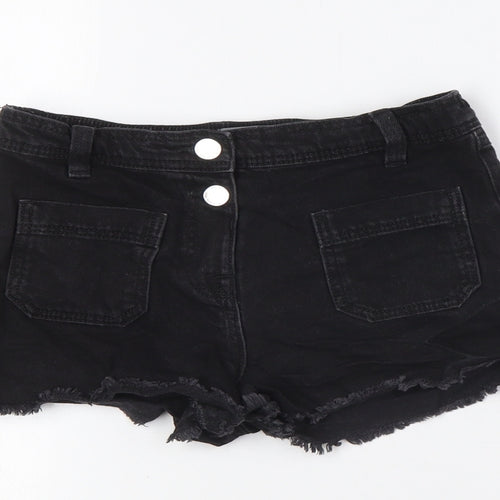 NEXT Girls Black 100% Cotton Bermuda Shorts Size 9 Years Regular - Raw Hem