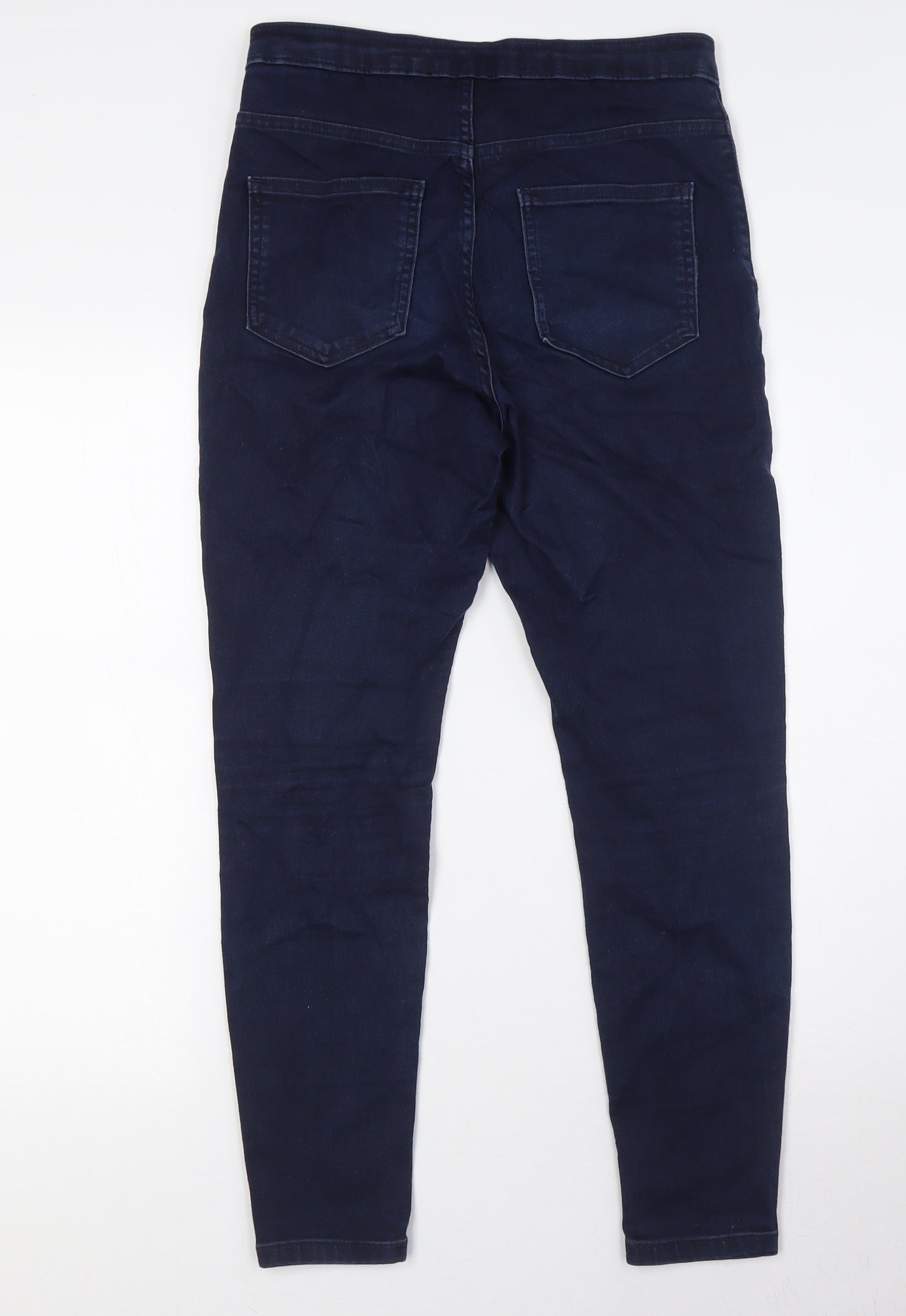 Marks and Spencer Womens Blue Cotton Skinny Jeans Size 12 L26 in Slim Button