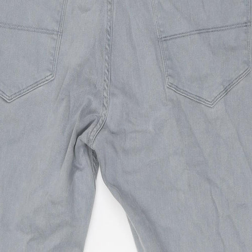 Marks and Spencer Mens Grey Cotton Tapered Jeans Size 38 in L29 in Regular Button