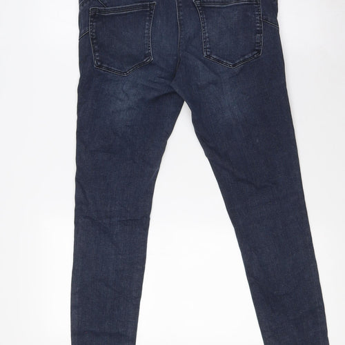 NEXT Womens Blue Cotton Mom Jeans Size 12 L27 in Regular Button