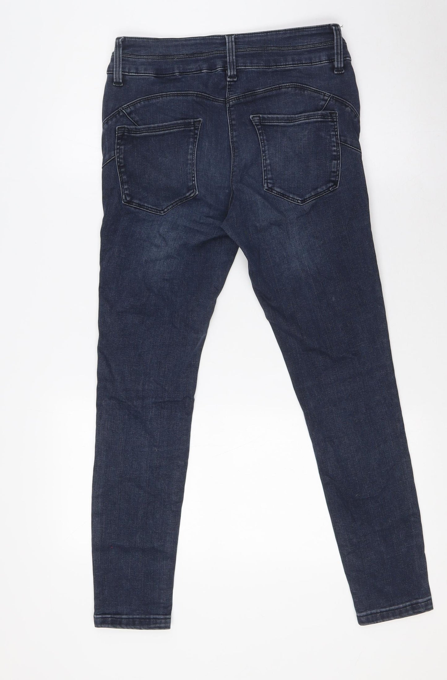 NEXT Womens Blue Cotton Mom Jeans Size 12 L27 in Regular Button