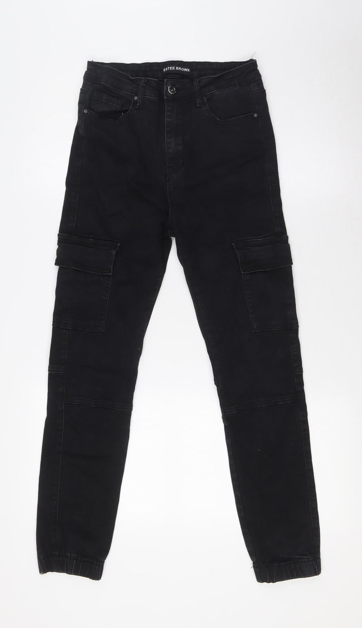 Estee Brown Womens Black Cotton Straight Jeans Size M L26 in Regular - Cuffed Legs