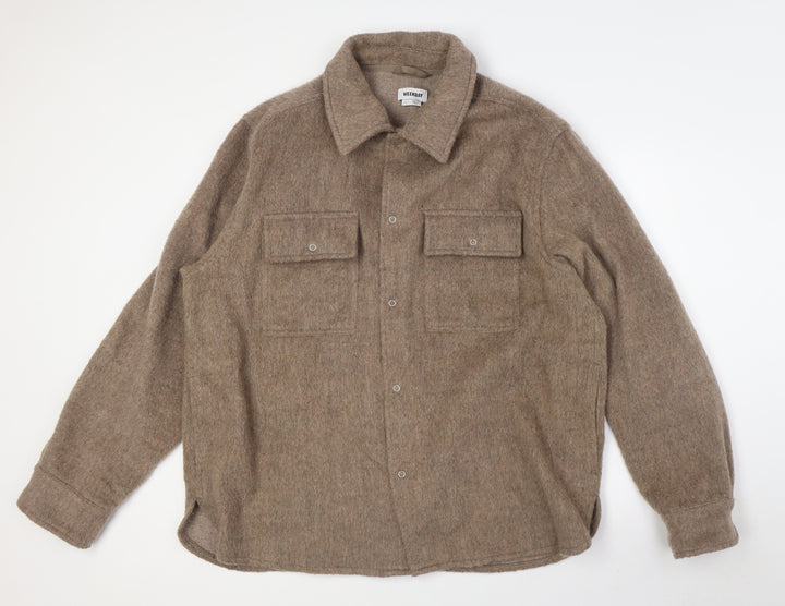 Weekday Womens Beige Jacket Size L Button - Shacket