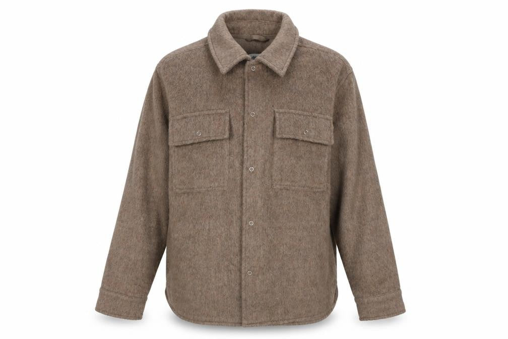 Front view of Weekday women’s beige jacket, size L, button - shacket