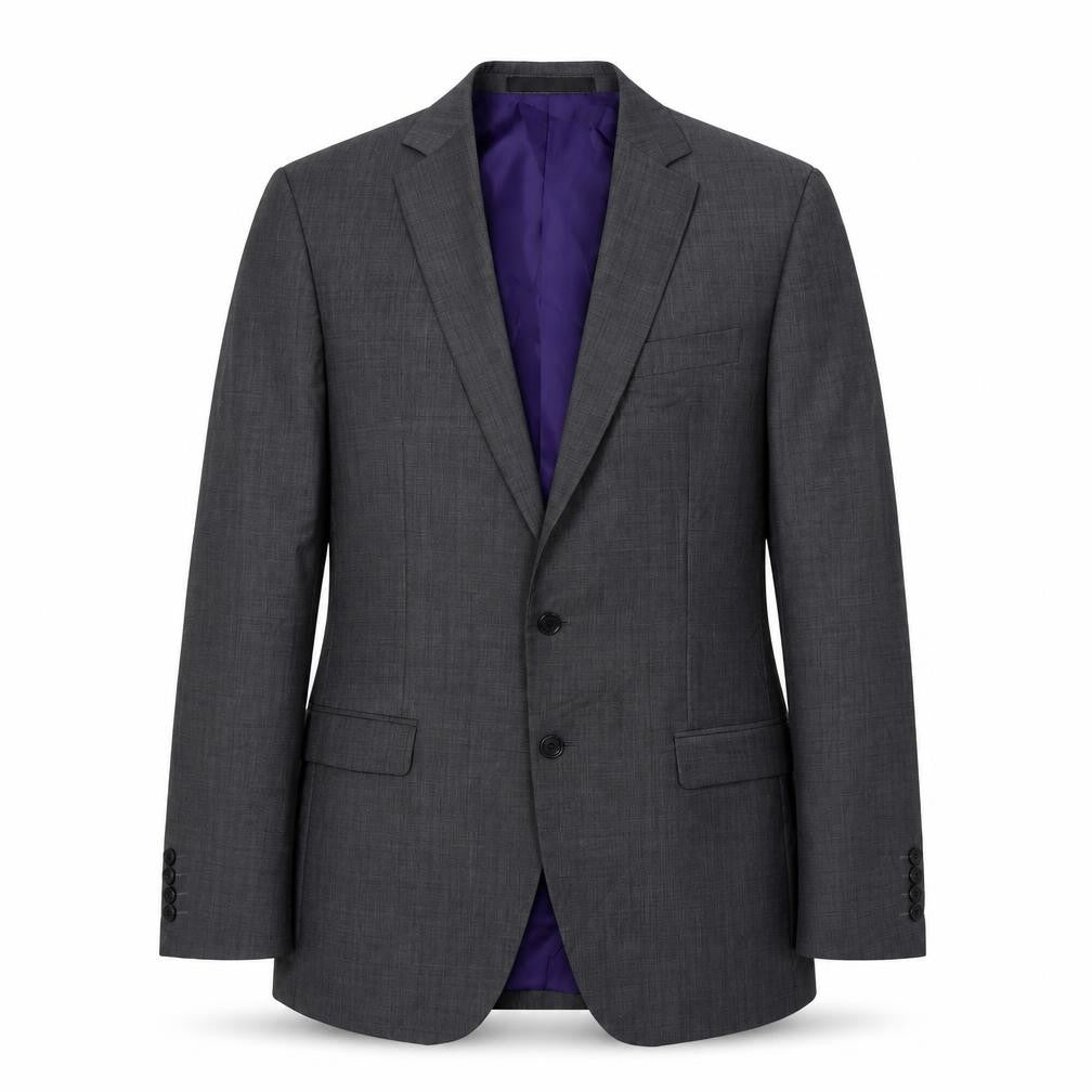 Front view of Marks & Spencer men’s grey polyester jacket suit jacket, size 40, big & tall