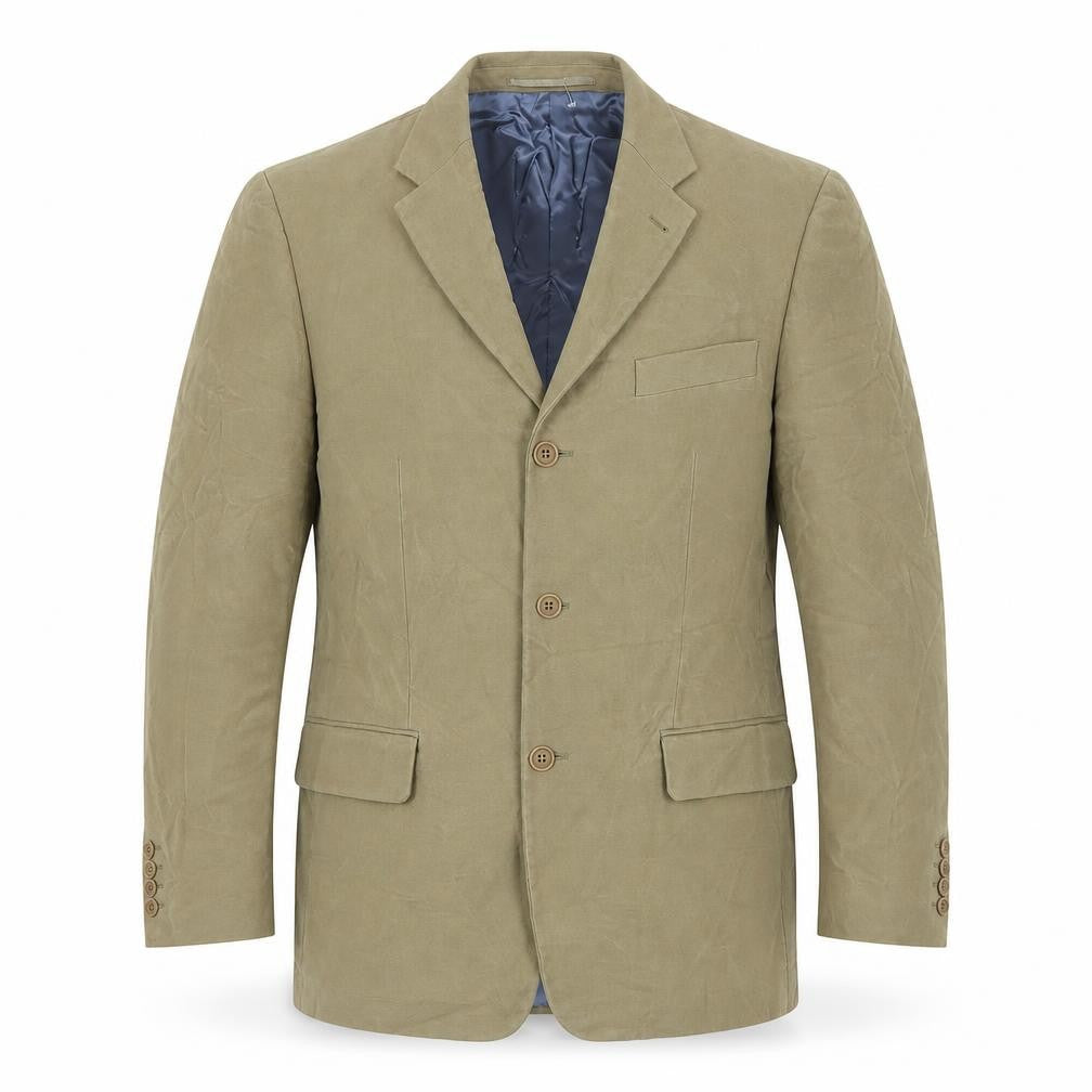 Front view of Racing Green men’s beige cotton jacket suit jacket, size 44, regular - mole skin