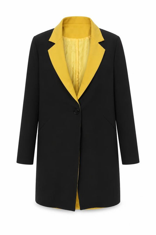 Front view of Jubylee women’s black jacket, size M, button