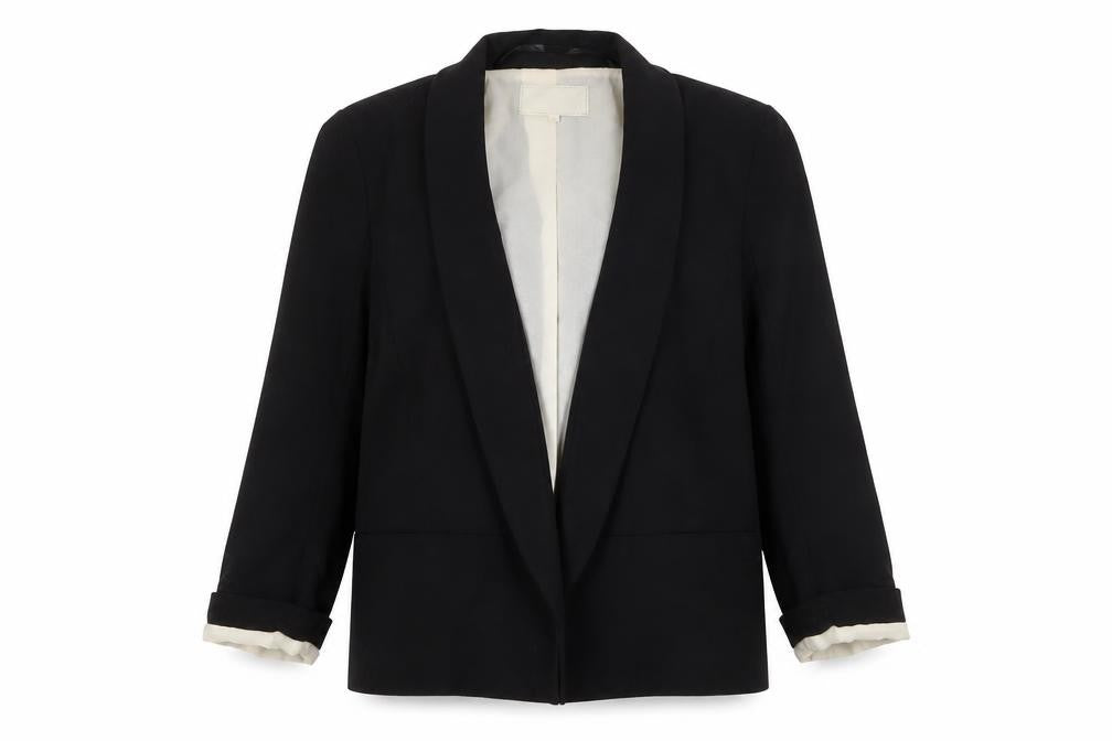 Front view of River Island women’s black jacket, size UK 8