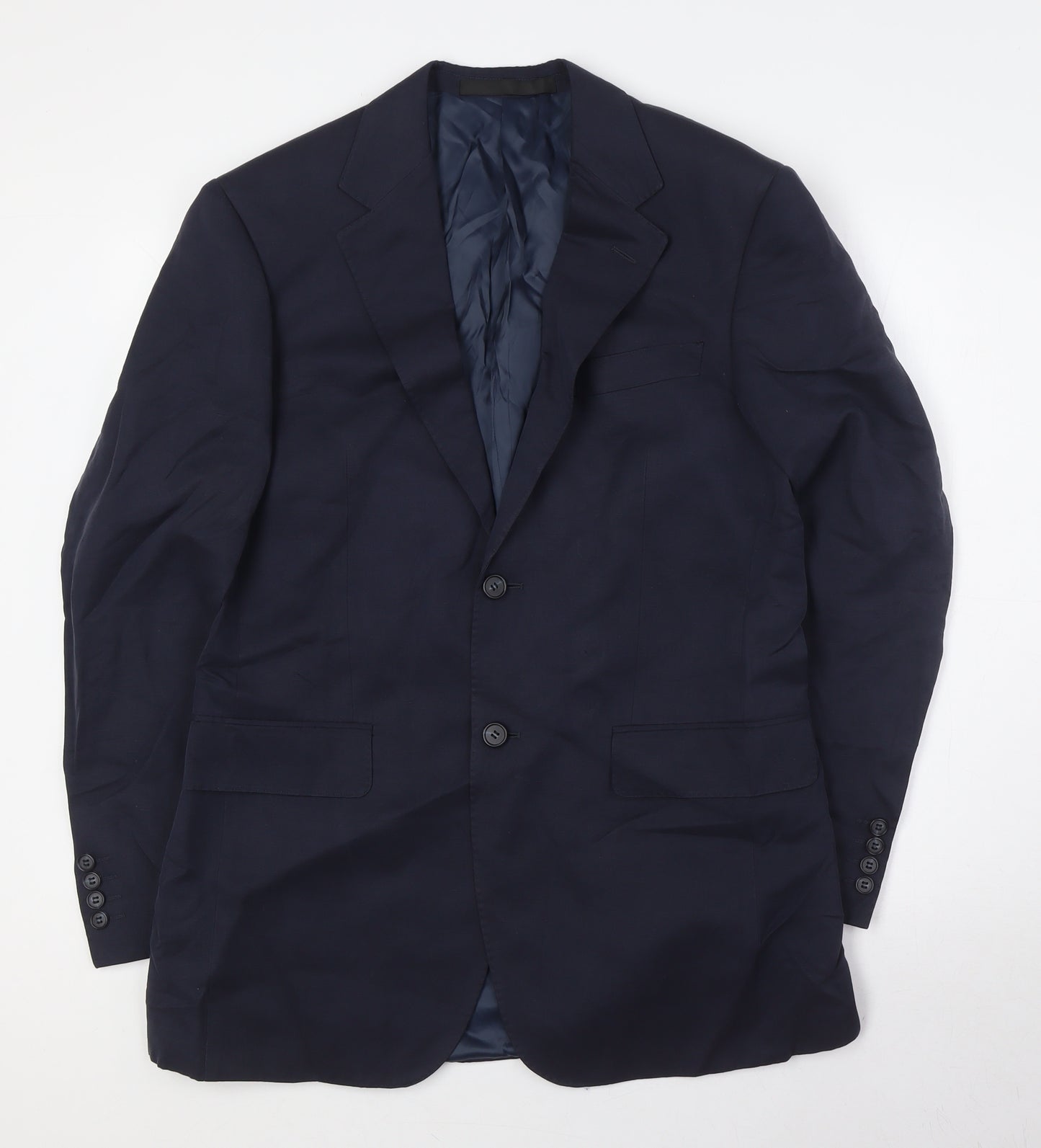 Marks and Spencer Mens Blue Linen Jacket Suit Jacket Size 38 Regular