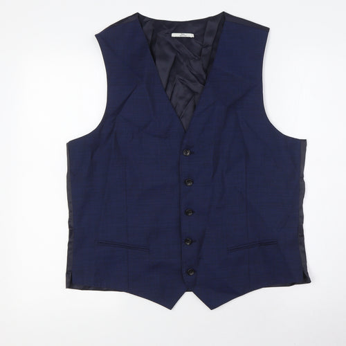 Marks and Spencer Mens Blue Gilet Waistcoat Size L Button