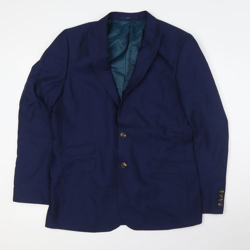 OneSixFive Mens Blue Polyester Jacket Suit Jacket Size 42 Regular
